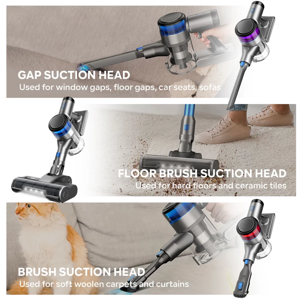 Aspirateur sans fil S9, 55KPa, tasse à poussière de 1,5 L, affichage à batterie légère, pour poils d'animaux, tapis – Image 7