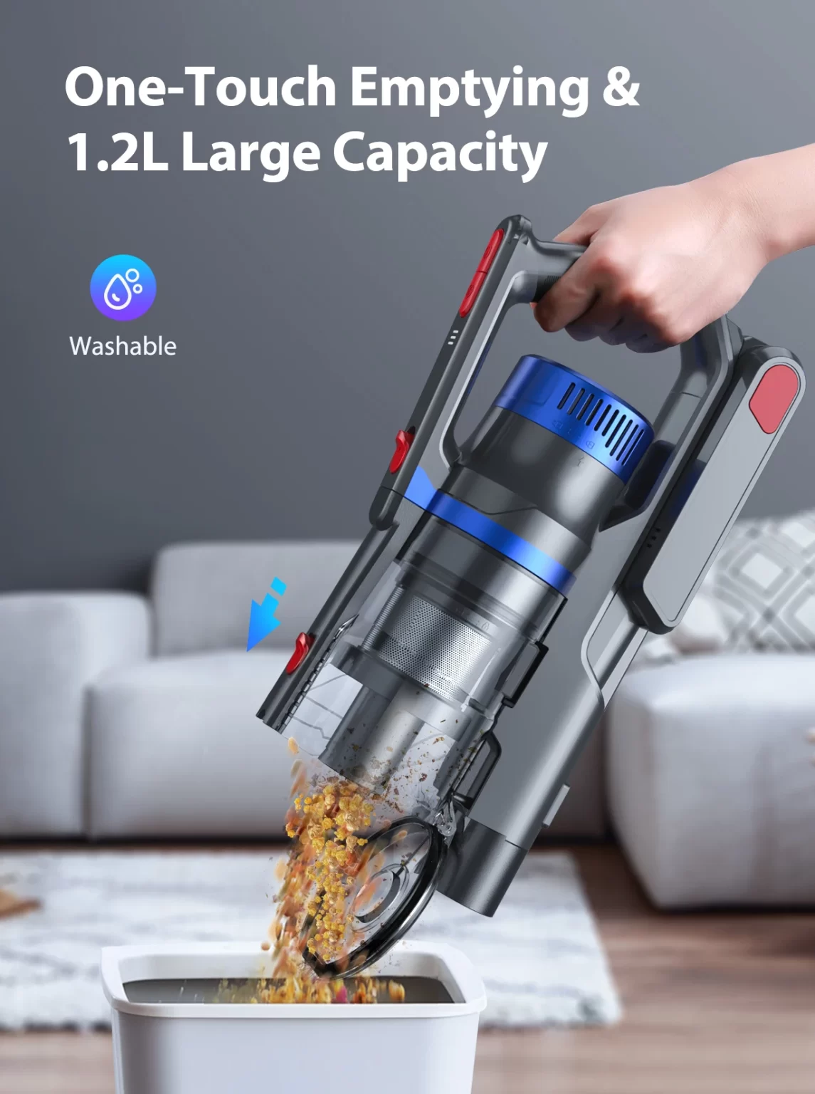 Buture JR500 Aspirateurs sans fil 55 Min 36KPA Suction Power Appareil domestique 1.2L Dust Cup Batterie amovible Portable – Image 7