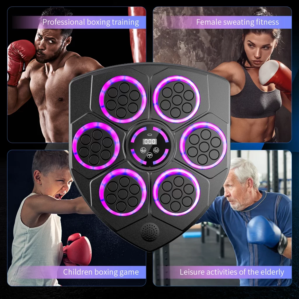 Nouvelle machine de boxe musicale intelligente Sport Fitness entraîneur de boxe à la maison Exercice de réponse Entraînement Boxe mur cible soulagement du stress – Image 2