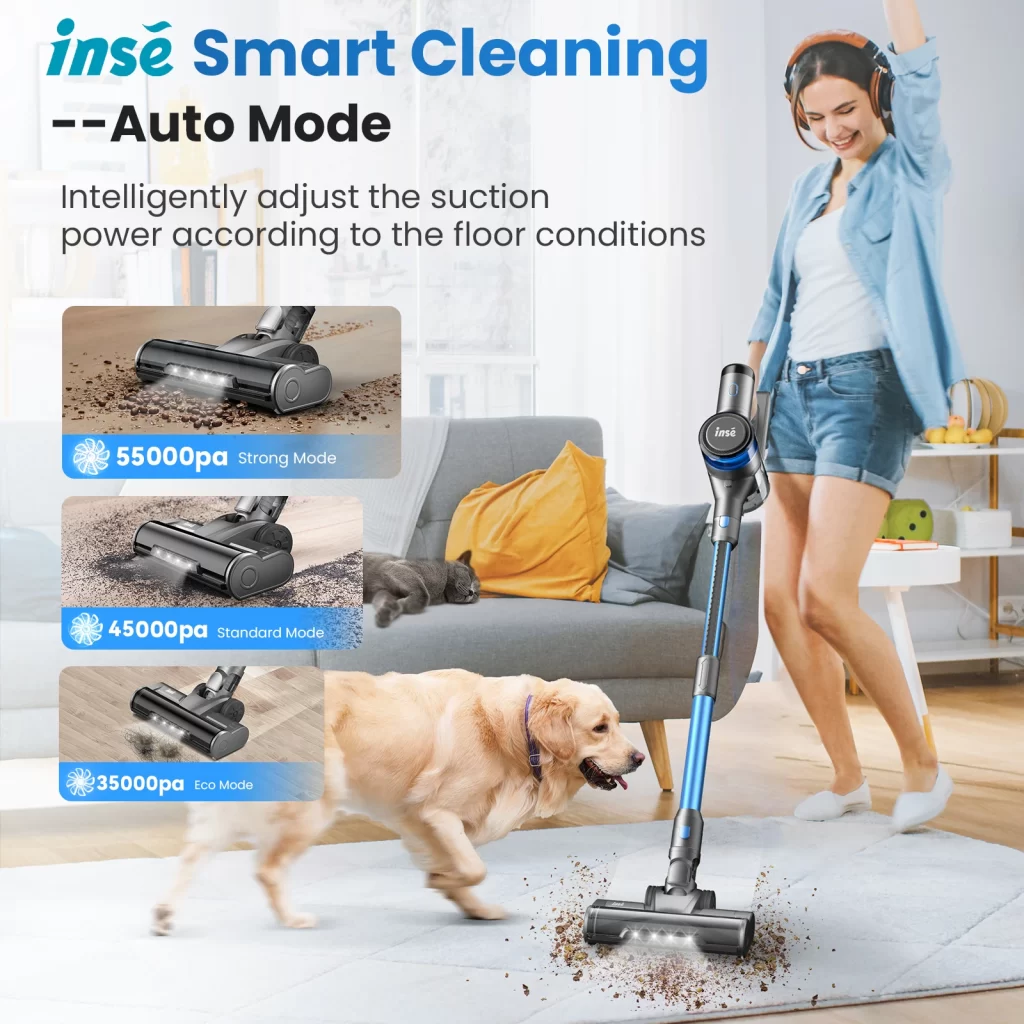 Aspirateur sans fil S9, 55KPa, tasse à poussière de 1,5 L, affichage à batterie légère, pour poils d'animaux, tapis – Image 3