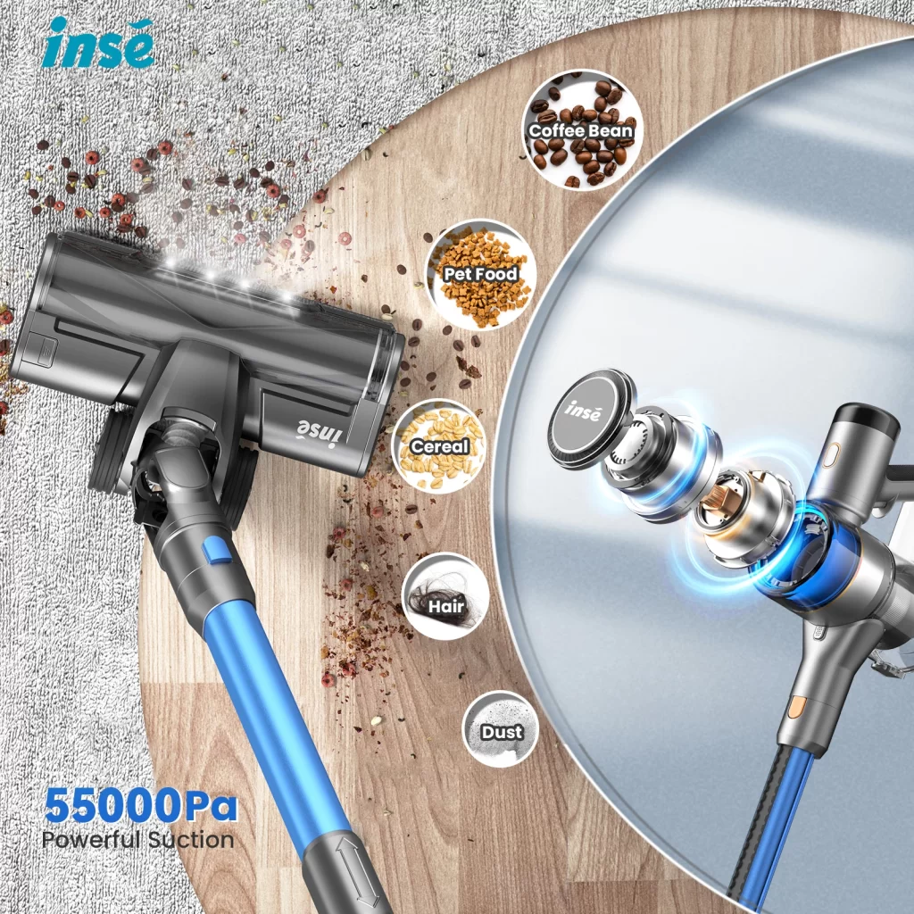 Aspirateur sans fil S9, 55KPa, tasse à poussière de 1,5 L, affichage à batterie légère, pour poils d'animaux, tapis – Image 4