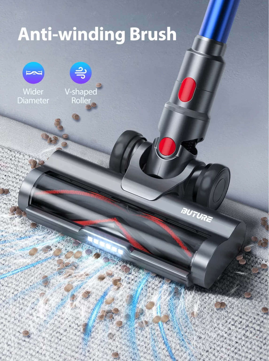 Buture JR500 Aspirateurs sans fil 55 Min 36KPA Suction Power Appareil domestique 1.2L Dust Cup Batterie amovible Portable – Image 5
