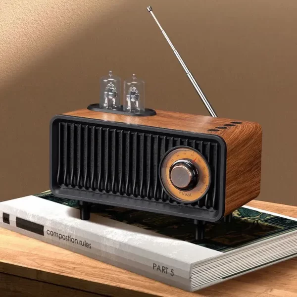 Retro Wood Radio Wireless Bluetooth Speaker Subwoofer Music Player with LED Light Support Handsfree TF Card U Disk AUX Play – Image 8