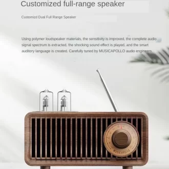 Retro Wood Radio Wireless Bluetooth Speaker Subwoofer Music Player with LED Light Support Handsfree TF Card U Disk AUX Play