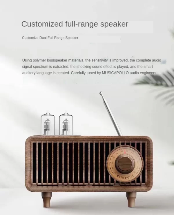 Retro Wood Radio Wireless Bluetooth Speaker Subwoofer Music Player with LED Light Support Handsfree TF Card U Disk AUX Play – Image 4