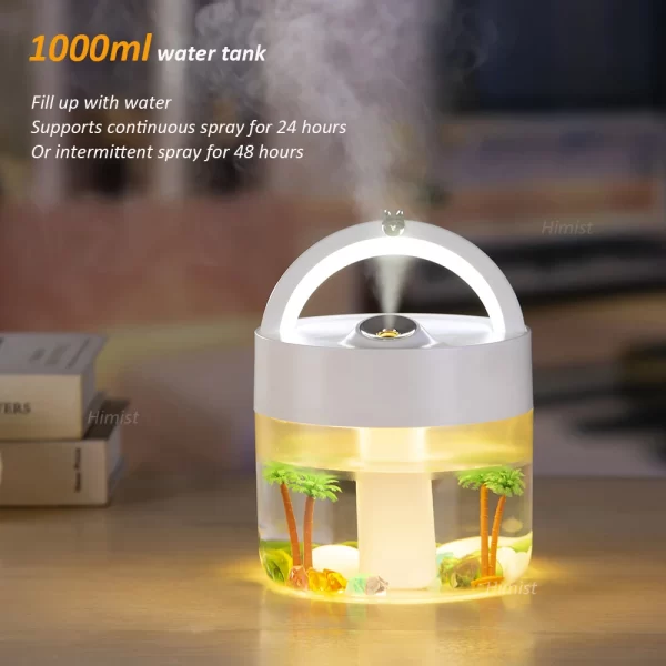 Humidificateur d'air de paysage domestique de grande capacité 1000ml USB rechargeable 3000mAh alimenté par batterie petit humidificateur électrique portable – Image 2