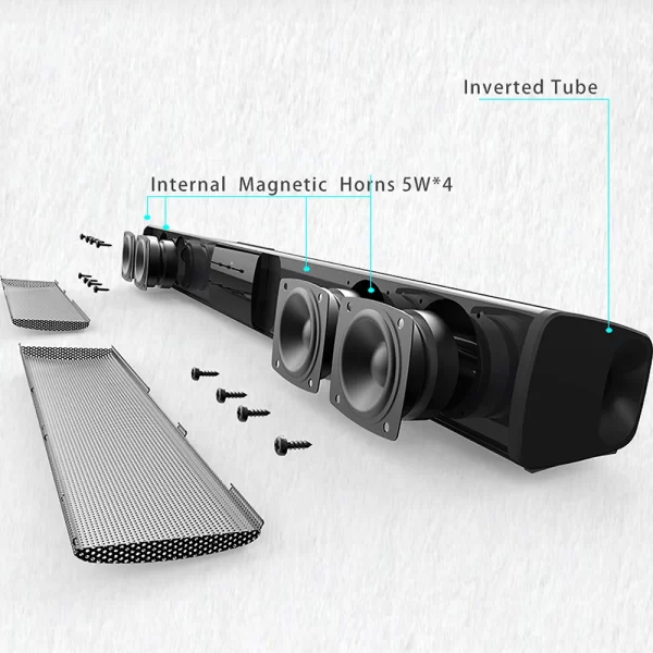 Barre son sans fil Bluetooth 20W haut-parleurs stéréo Théâtre à domicile PC TV Barre son Système de son surround AUX TF FM Radio Colonne BS28B – Image 4