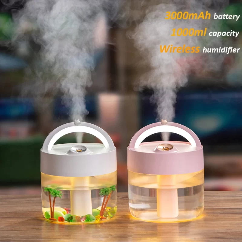 Humidificateur d'air de paysage domestique de grande capacité 1000ml USB rechargeable 3000mAh alimenté par batterie petit humidificateur électrique portable – Image 3