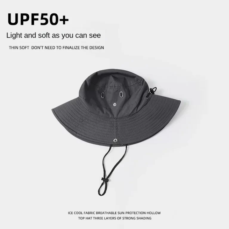 Chapeau de seau d'été pour hommes Cap de pêche Cap de pêche Soleil extérieur Grand bord écran solaire Equitation Randonnée écran solaire Sunhat – Image 4