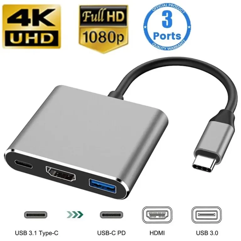 USB C HUB 3in1 Type C 3.0 à Station d'accueil compatible HDMI PD Charge rapide 4K Adaptateur HDMI Splitter pour ordinateur de téléphone MacBook – Image 2