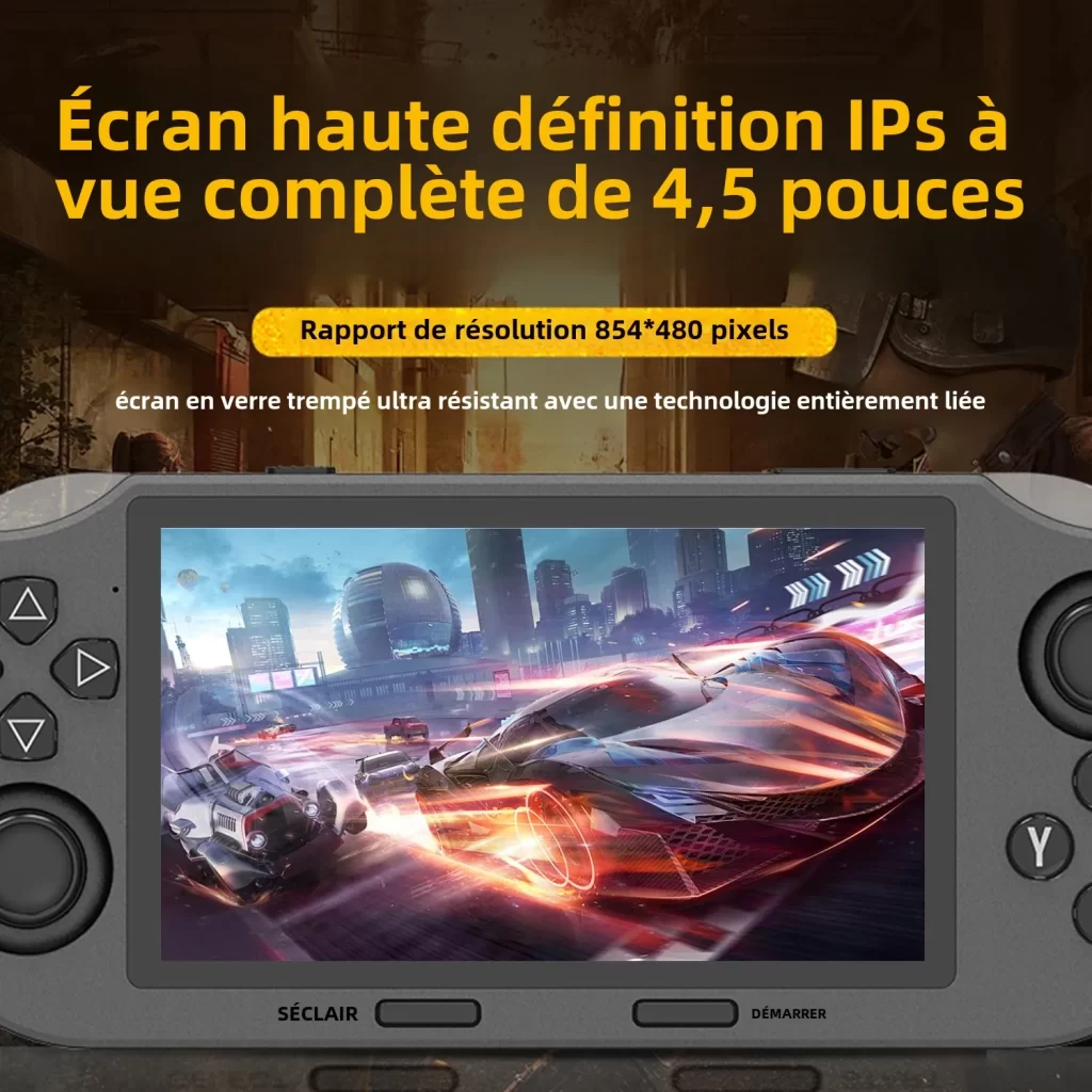 GAMINJA SF3000 4,5 pouces écran IPS Portable lecteur de jeu portable rétro console de jeux vidéo intégré 20000 + jeux pour PS1 / GBA / SFC – Image 3