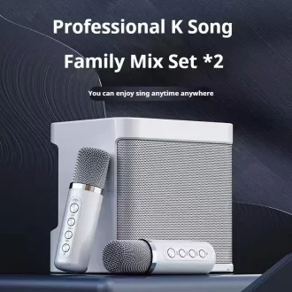 # Portable Dual Microphone Karaoke Machine pour adultes Enfants haut-parleur Home KTV Système HIFI Stéréo Mic Bluetooth pour les cadeaux de fête à la maison