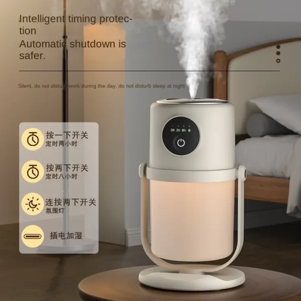 Hogar Atomizer USB humidificateur rotatif de 90 degrés intelligent grande capacité silencieux lumière de nuit petite purification de l'air humidi – Image 3