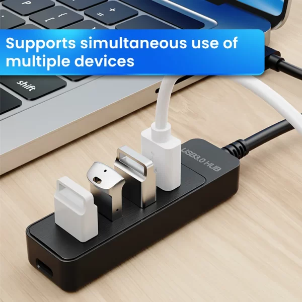 4 Ports USB HUB 3.0 haute vitesse Multi USB 3.0 Splitter Type c Adaptateur d'alimentation USB 2.0 Expander pour PC – Image 3