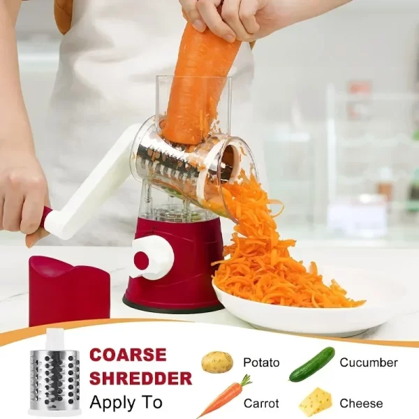 3 en 1 trancheuse de légumes multifonctionnelle rotative grilleuse portative avec 3 rouleaux aiguis trancheuse de légumes fromage Shredder outils de cuisine – Image 10