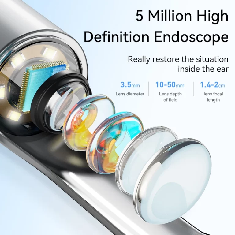 Nettoyeur de cire d'oreille visuelle avec caméra Endoscope d'élimination de cire d'oreille avec caméra 5M Otoscope lumineux Outils de nettoyage de l'oreille Soins de l'oreille – Image 6