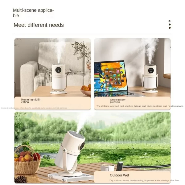 Hogar Atomizer USB humidificateur rotatif de 90 degrés intelligent grande capacité silencieux lumière de nuit petite purification de l'air humidi – Image 5