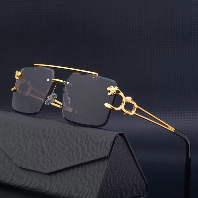 Mode métal léopard lunettes de soleil sans bord double ponts gradient film océan ombrages UV400 – Image 2