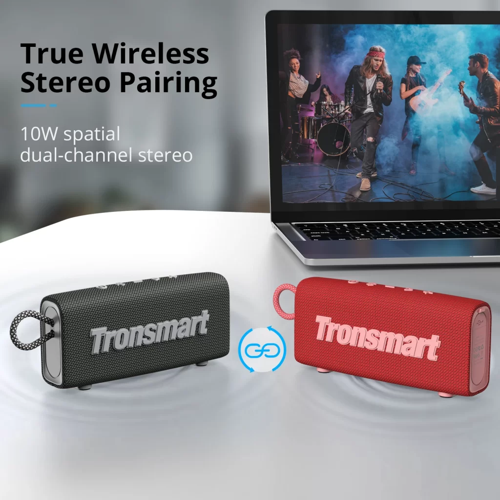 Tronsmart Trip Bluetooth 5.3 haut-parleur portable Dual-Driver avec IPX7 étanche à l'eau, True Wireless Stereo pour haut-parleur extérieur – Image 5