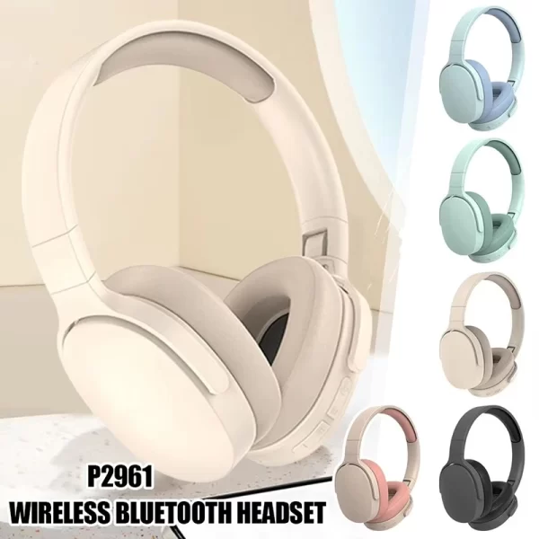 P2961 écouteurs Bluetooth sans fil au-dessus de l'oreille HIFI casques stéréo véritables sports avec écouteurs TF / AUX type C lecteur de musique avec microphone – Image 2