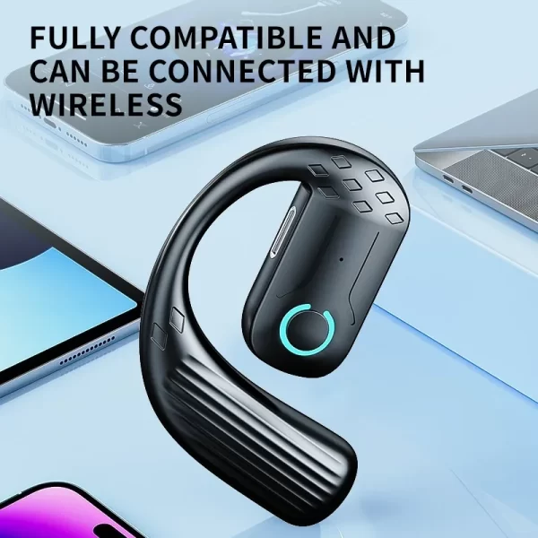 Bluetooth 5.4 écouteur sans fil ouvert 180 ° rotation réglable gauche oreille droite casque universel avec microphone pour le sport musique d'affaires – Image 6