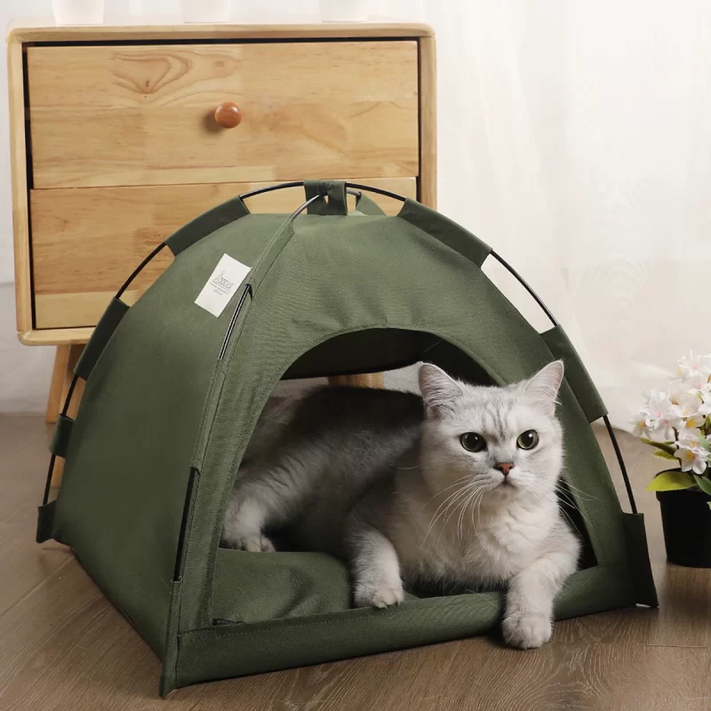 Tente pour animaux de compagnie Lit Cats Fournitures de maison Produits Accessoires Coussin chaud Mobilier canapé panier Lits d'hiver Coquille chaton tentes chat – Image 2