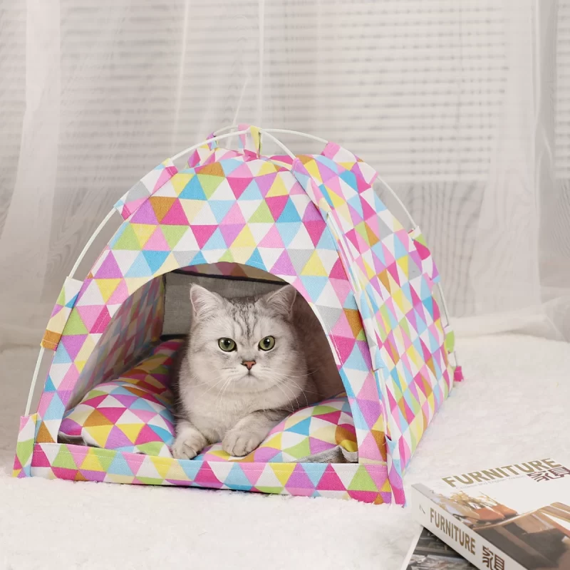 Tente pour animaux de compagnie Lit Cats Fournitures de maison Produits Accessoires Coussin chaud Mobilier canapé panier Lits d'hiver Coquille chaton tentes chat – Image 9
