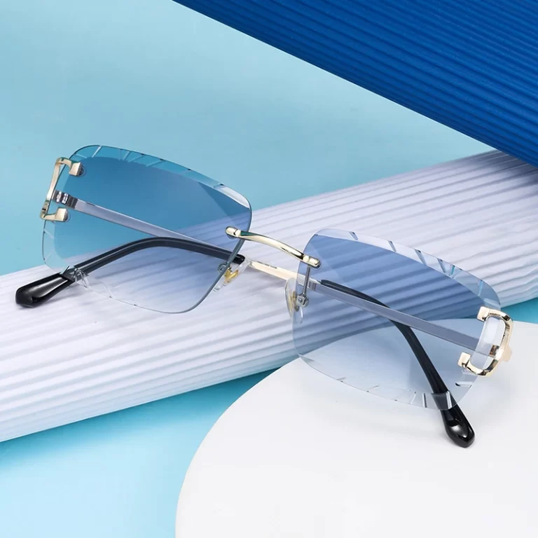 Lunettes carrées sans lunettes tendance métallique de haute qualité lunettes de soleil pour hommes et femmes – Image 2