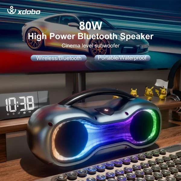 Xdobo 80W Bluetooth Speaker TWS Wireless Subwoofer RBG Light BMTL Dream IPX6 Powerful Bass BT5.3 TF Card Play Outdoor Camping – Image 5