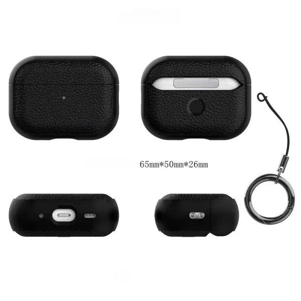 Pour Airpods 4 3 2 1 Cas Cas Cas Casque Casque Casque Couverture de casque Couverture PU en cuir de luxe pour Airpods Pro avec crochet – Image 4