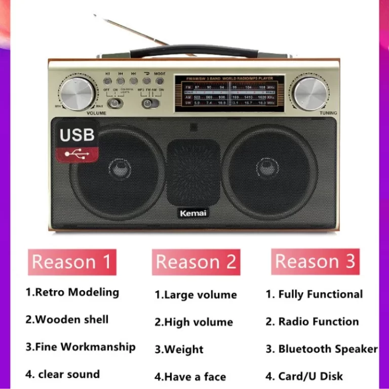 MD - 1702BT Wood Retro New Wireless BluetoothSound Box Home Desktop Extérieur Mini Subwoofer Carte haut-parleurs Radio FM pour les personnes âgées – Image 5