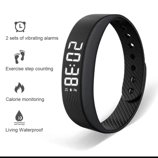 Bracelet intelligent LED Digital Waterproof Smart Clock Smartband avec cadomètre en cours d'exécution Moniteur Smart Band Vibration Alarm Rappel – Image 2
