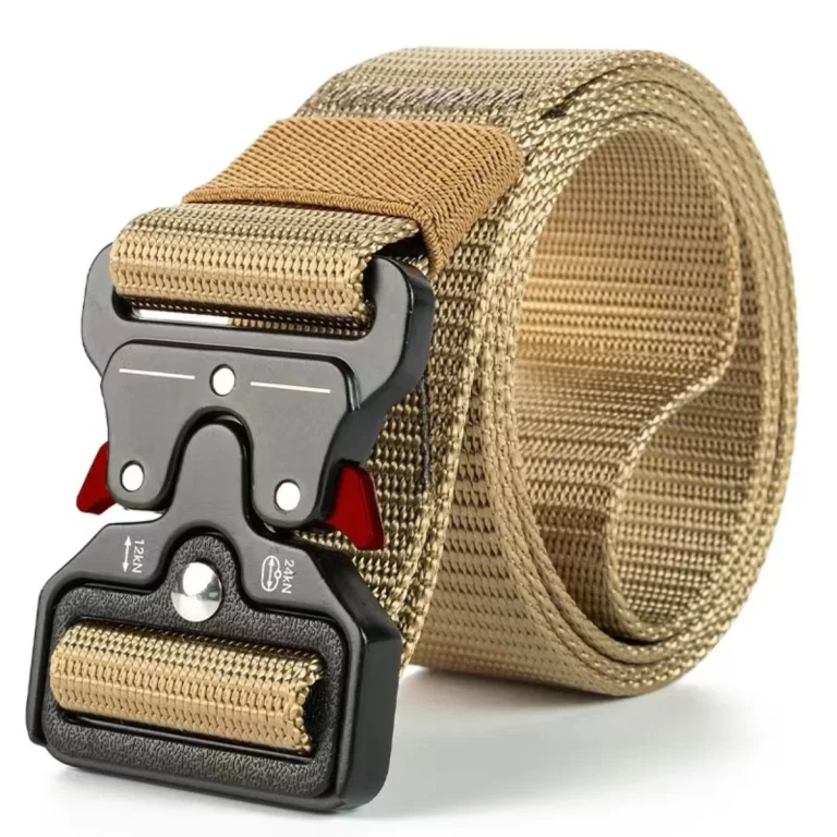 Oreilles rouges boucle en plastique ceinture tactique homme ceinture de toile militaire multifonctionnelle ceinture de formation en faux nylon extérieur ceinture de taille – Image 3