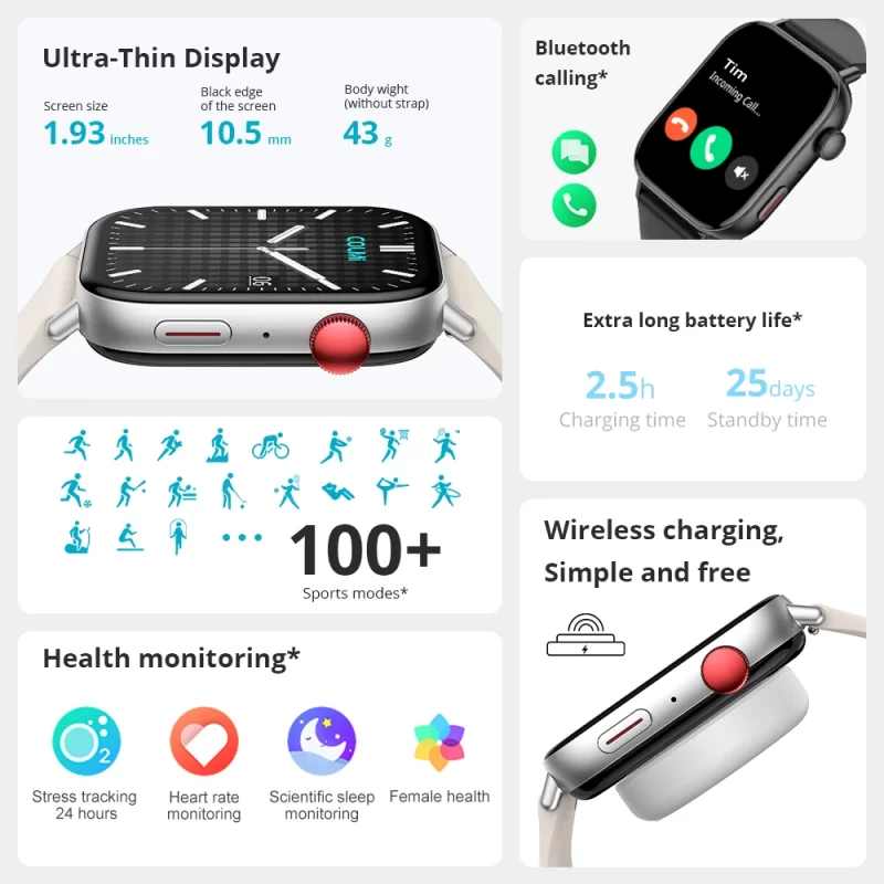 Nouvelle montre intelligente d'appel vocal COLMI C8 Max 1.93 "grand écran couleur HD santé et fitness suivi de la montre intelligente pour hommes et femmes – Image 3