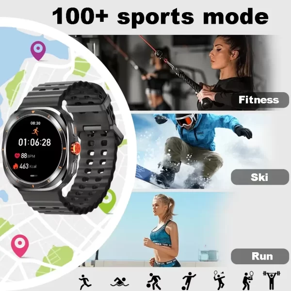 LAXASFIT Smart Watch GT7 Ultra 1,52 pouces AMOLED écran Bluetooth Talk Sport Fitness Smartwatch pour hommes Femmes Watch Cadeau de vacances – Image 5
