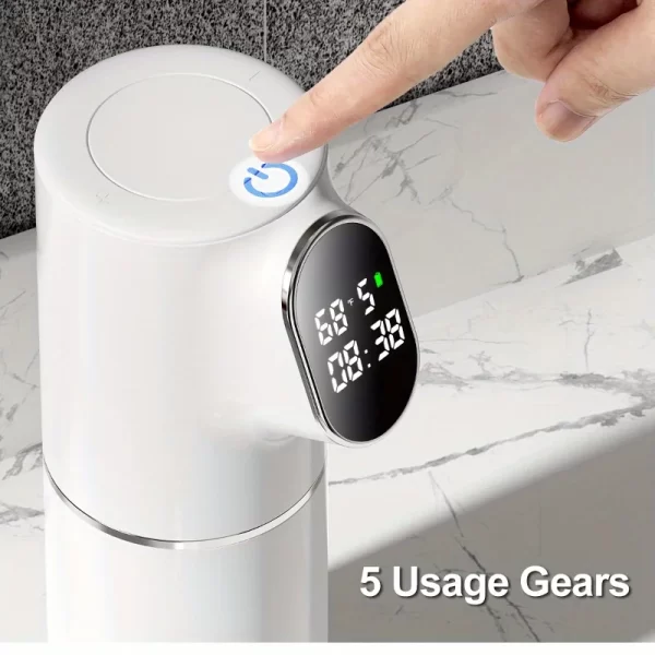 Dispensateur automatique de savon sans contact 320ml Dispensateur de savon moussant Smart Display USB rechargeable électrique 5 niveaux ajustable – Image 5