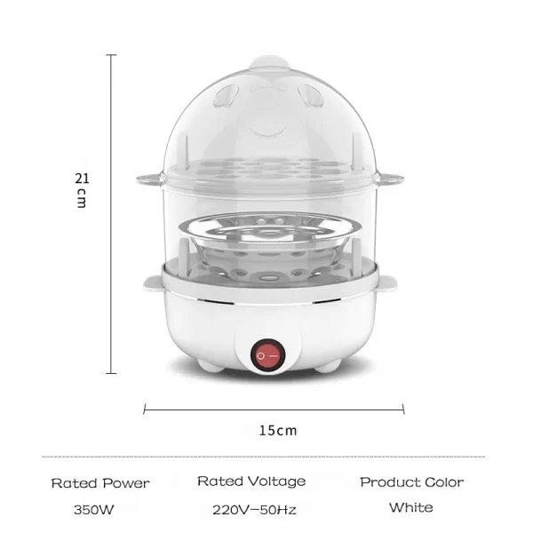 Automatique électrique œuf streamer électrique multifonctionnelle chaudière électrique à œufs double couche cuiseuse à œufs mini cuisine machine à petit-déjeuner – Image 7