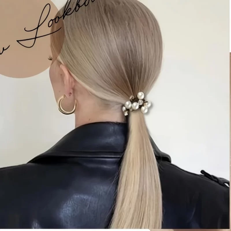 3pc Femmes simple et élégant perle bande de cheveux simple et élégant bande de perle artificielle, bande élastique.