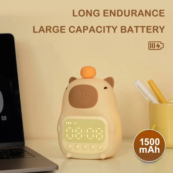 Lumière de nuit Capybara avec Alarm Dormir Tapping Lamp Night Nursery Night Lights pour la décoration de l'allaitement tout-petit – Image 5
