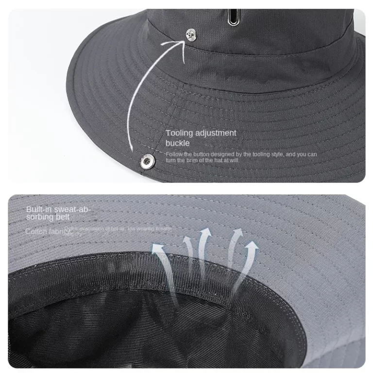 Chapeau de seau d'été pour hommes Cap de pêche Cap de pêche Soleil extérieur Grand bord écran solaire Equitation Randonnée écran solaire Sunhat – Image 5