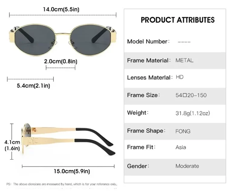 Lunettes de soleil en métal de luxe pour hommes et femmes Unisex Designer Lunettes de soleil Round Oval Unisex Stylish Lunettes Shades UV400 – Image 7