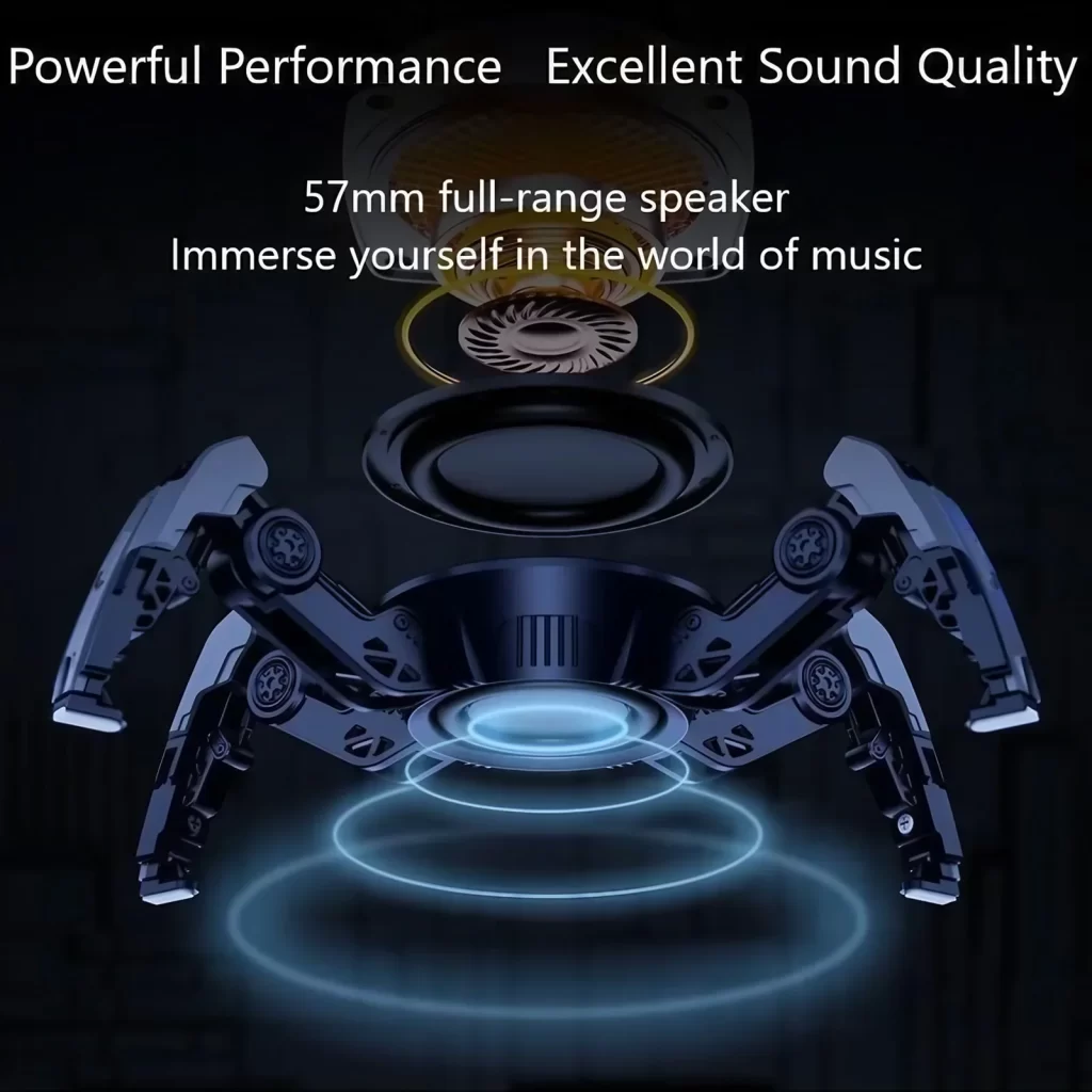 Haut-parleur Bluetooth Crab mécanique, LED multicolore, Bluetooth 5.0, basse profonde stéréo 10W, TWS, temps de lecture 8H pour la maison et l'extérieur – Image 6