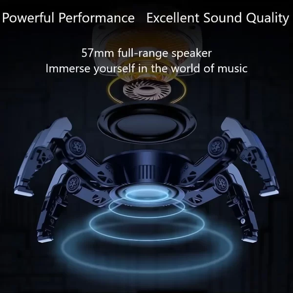 Haut-parleur Bluetooth Crab mécanique, LED multicolore, Bluetooth 5.0, basse profonde stéréo 10W, TWS, temps de lecture 8H pour la maison et l'extérieur – Image 6