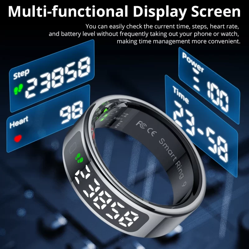 2025 Colmi R12 Ring intelligent avec écran d'affichage et tactile, charge sans fil, gestionnaire de santé, étanche à l'eau 5 ATM pour hommes et femmes – Image 4