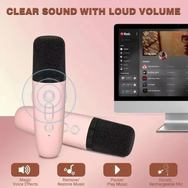 Portable sans fil double microphone Karaoke machine HomeKTV DSP système Bluetooth haut-parleur HIFI stéréo surround pour enfants cadeau de fête – Image 5