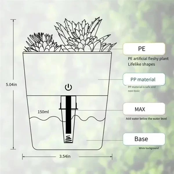 Diffuseur d'humidificateur de plantes vertes 150ML Simulation silencieuse Ultrasonic Aroma Air Atomizer Brume Maker pour la chambre à coucher du bureau à domicile – Image 3