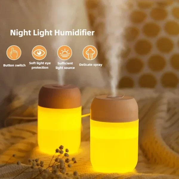 Humidificateur d'air portable de 300ml Humidificateur d'huile aromatique pour voiture USB pulvérisateur de brume cool avec purificateur de lumière de nuit coloré – Image 2