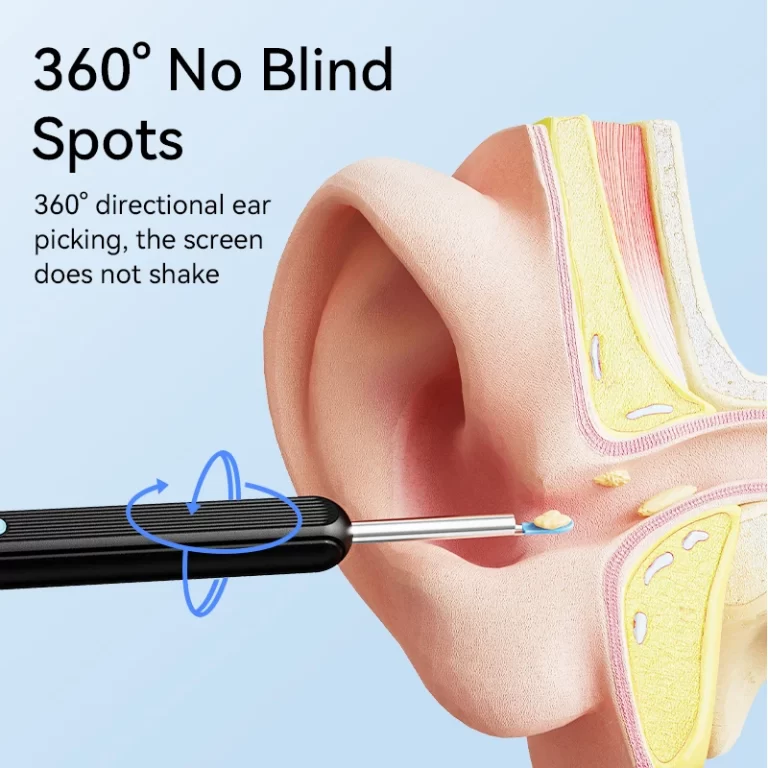 Nettoyeur de cire d'oreille visuelle avec caméra Endoscope d'élimination de cire d'oreille avec caméra 5M Otoscope lumineux Outils de nettoyage de l'oreille Soins de l'oreille – Image 4