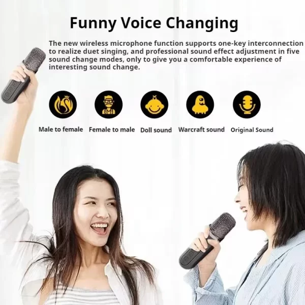 # Portable Dual Microphone Karaoke Machine pour adultes Enfants haut-parleur Home KTV Système HIFI Stéréo Mic Bluetooth pour les cadeaux de fête à la maison – Image 6