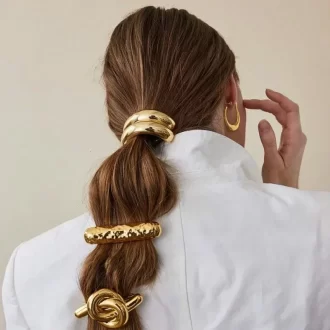 3PCS Craves de cheveux irrégulières géométriques charmes bande en caoutchouc élastique or argent métal cheveux bracelet corde pour femmes filles accessoires de cheveux